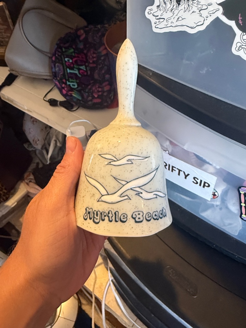Myrtle Beach Souvenir Ceramic Bell with Seagull Design